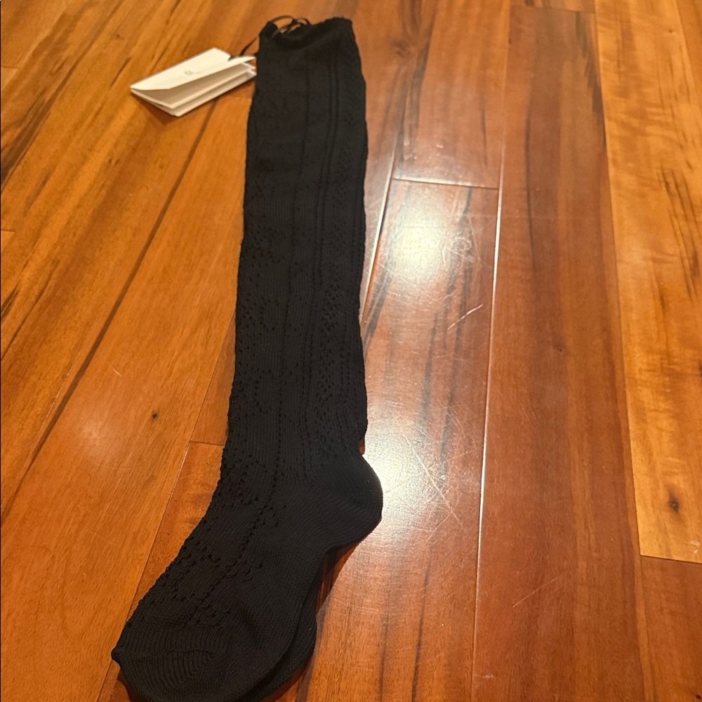 Celine Black Patterned Knee-High Socks